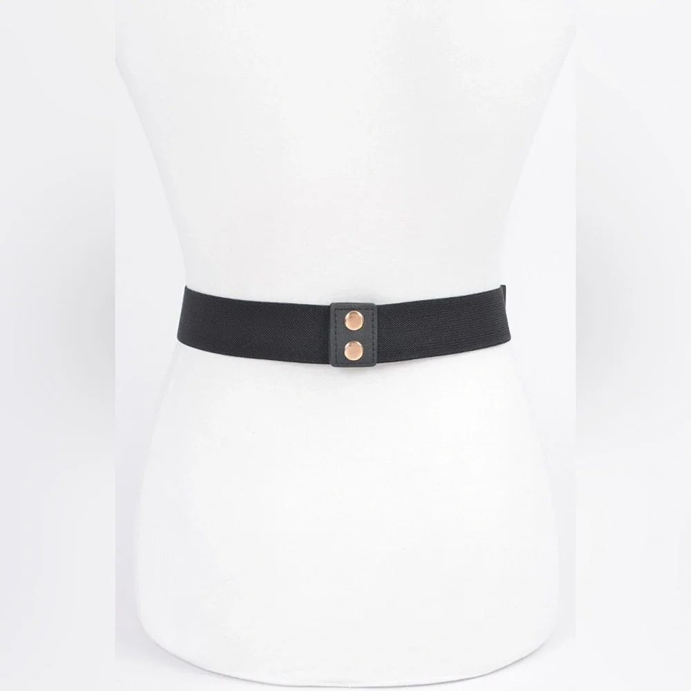 Rhinestone Metallic Plaque Elastic Statement Belt - Picture 3 of 7